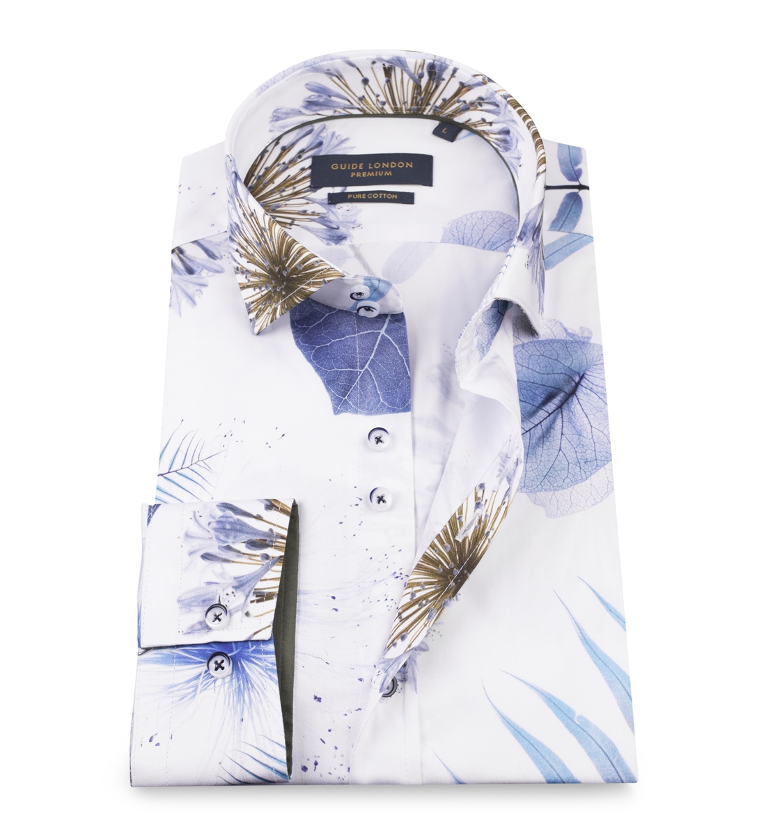 Guide London White/Sky Cotton Leaf Print LS74562 - Image 2