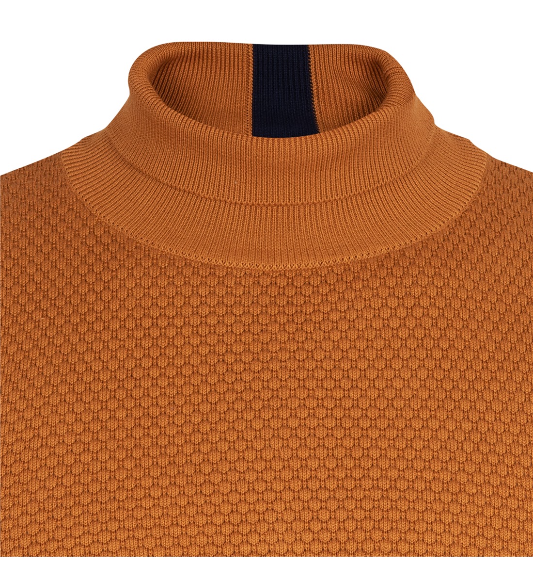 Guide Of London Rust/Navy Stripe Textured Roll Neck Jumper (KW2721) - Image 2