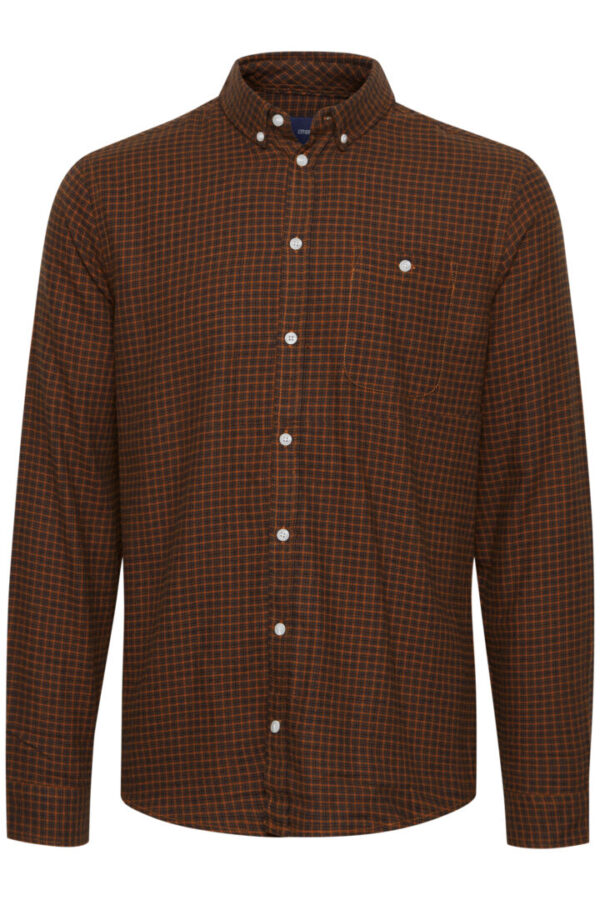 Blend Tan & Navy Square Check Shirt 20713177