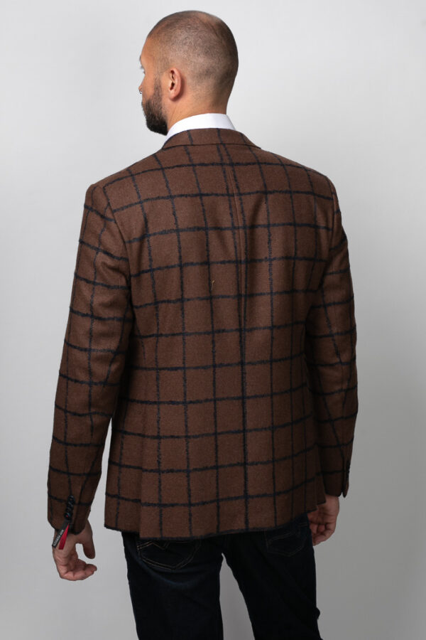 Roy Robson Tan/Navy Check Jacket - Image 5