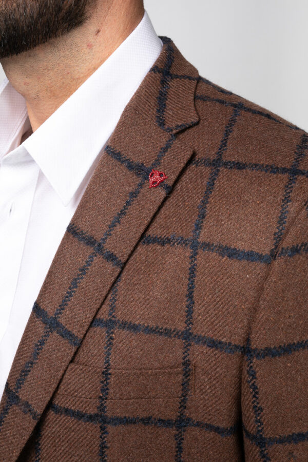 Roy Robson Tan/Navy Check Jacket - Image 4