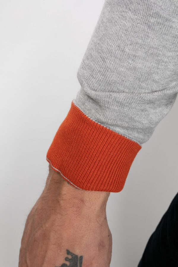 Roy Robson Grey 1/4 Zip Jumper With Orange Collar - Image 3