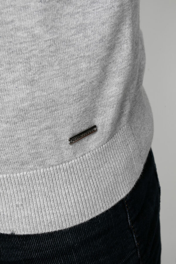 Roy Robson Grey 1/4 Zip Jumper With Orange Collar - Image 4