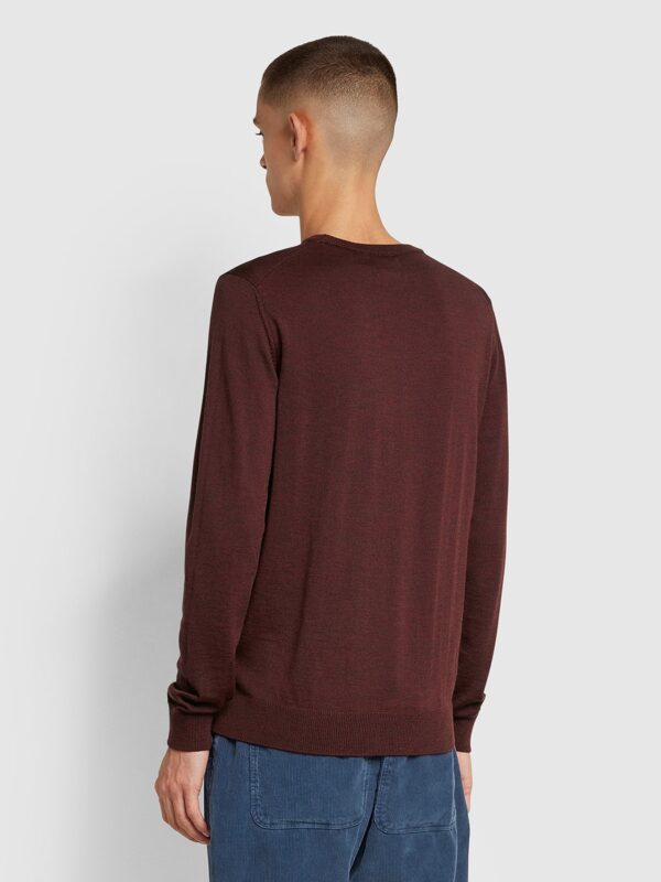 Farah Mullen Merino Wool Crew Neck Burgundy Jumper - Image 2