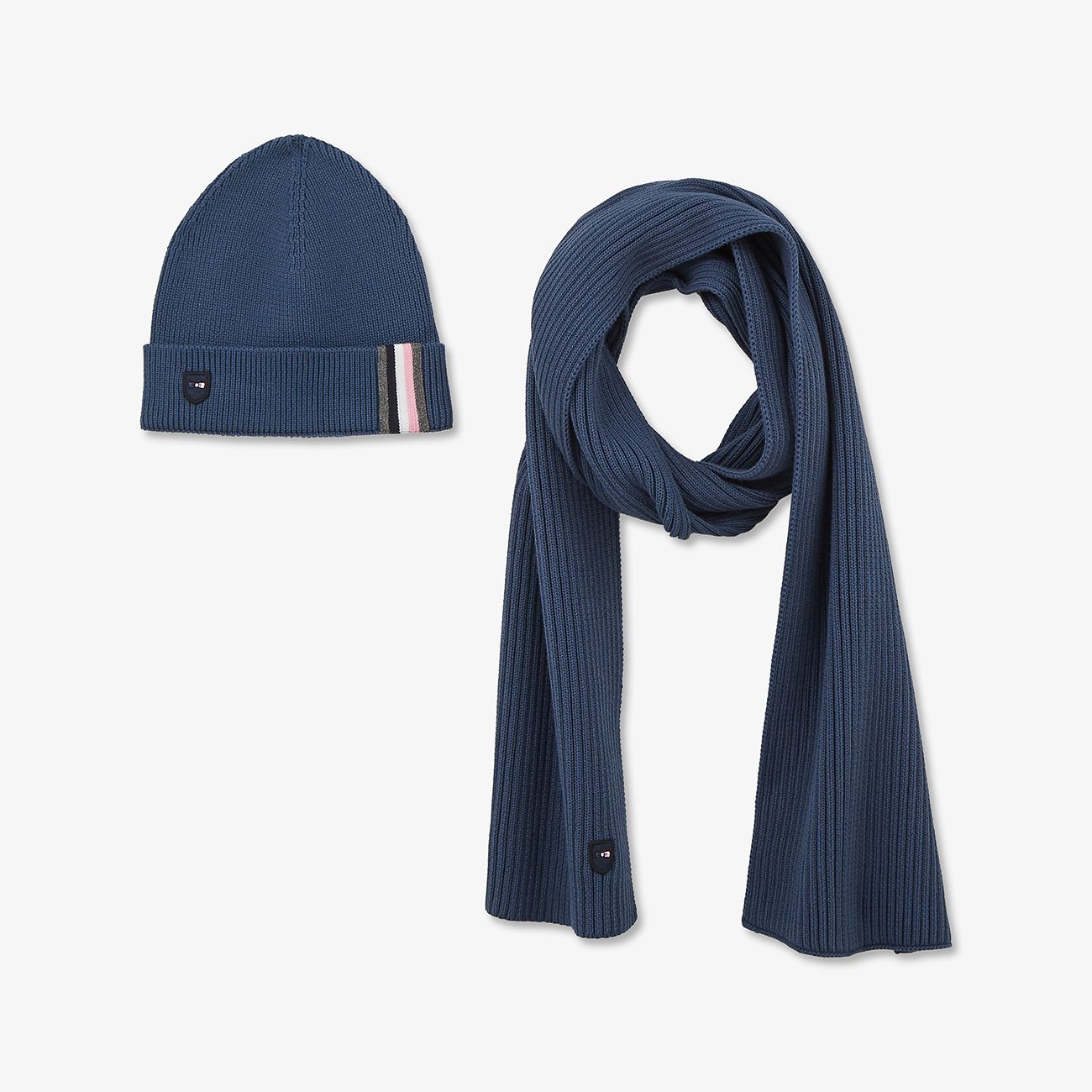 navy blue hat and scarf set