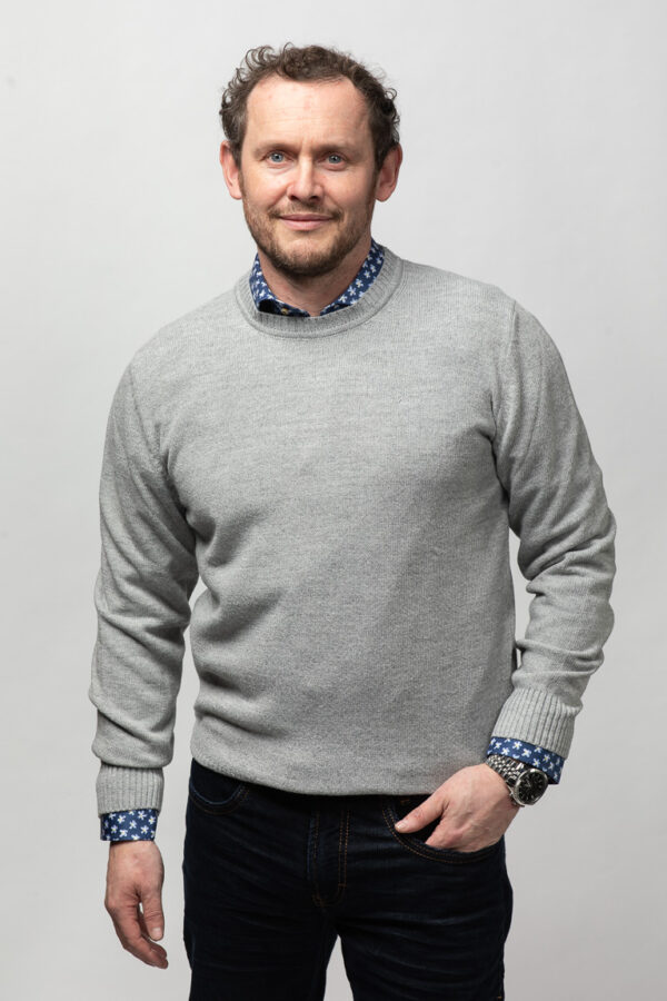 Dario Beltran Plain Crew Neck Grey Jumper