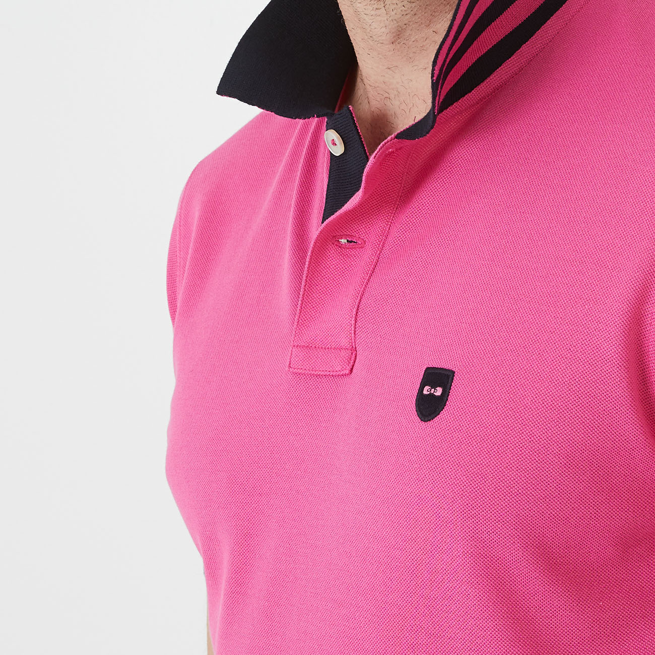 Eden Park Pink Polo With Navy Collar