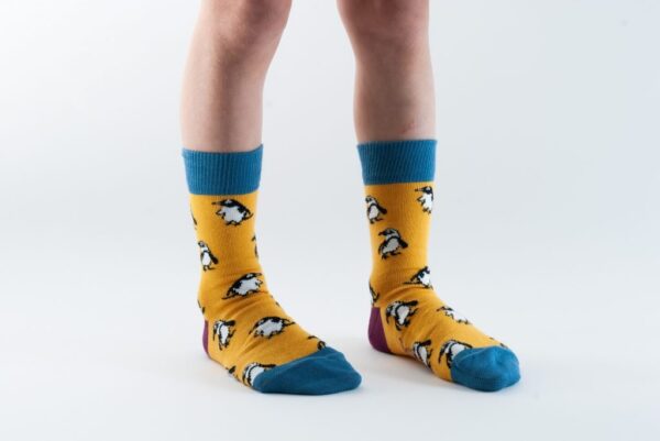 Doris & Dude Childrens Gold Penguin Socks