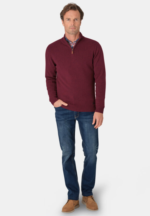Brook Taverner Coleridge Wine 1/4 Zip Jumper - Image 2