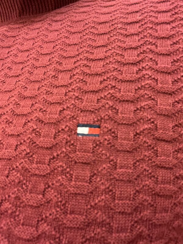 Tommy Hilfiger Bordeaux Textured Crew Neck Jumper - Image 3