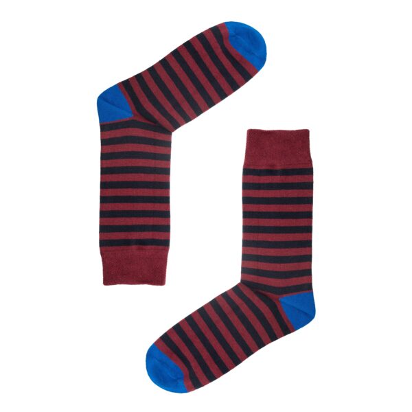 Jemsox Burgundy & Black Stripe Socks - Image 2