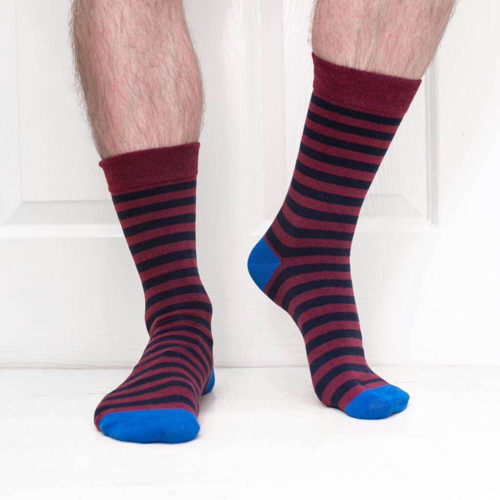 Jemsox Burgundy & Black Stripe Socks