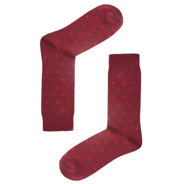 Jemsox Burgundy Socks With Red Spots - Image 2