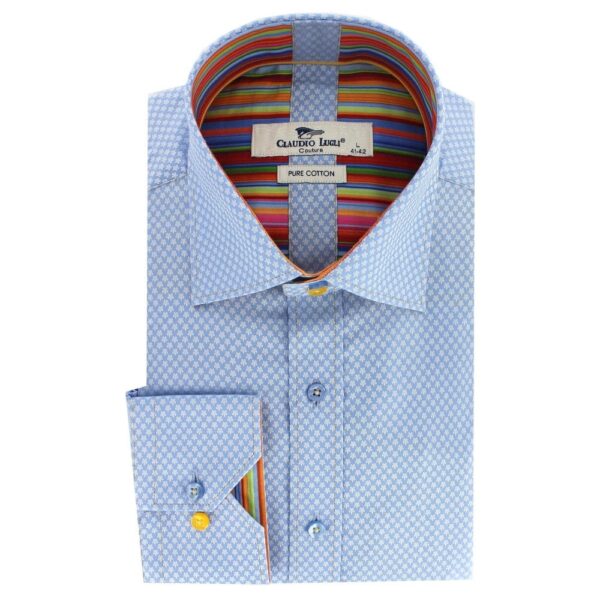 Claudio Lugli Sky Blue Shirt With Small Flower Pattern CP6803 - Image 6