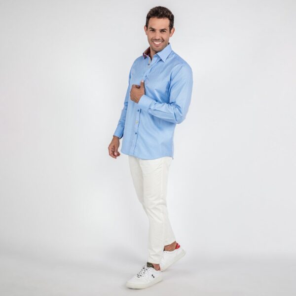 Claudio Lugli Sky Blue Shirt With Small Flower Pattern CP6803 - Image 2