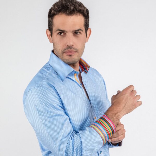 Claudio Lugli Sky Blue Shirt With Small Flower Pattern CP6803 - Image 3
