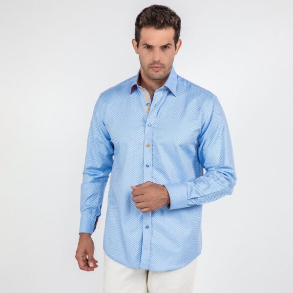 Claudio Lugli Sky Blue Shirt With Small Flower Pattern CP6803