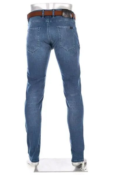 Alberto Navy Slim Fit Dual FX Denim Jeans