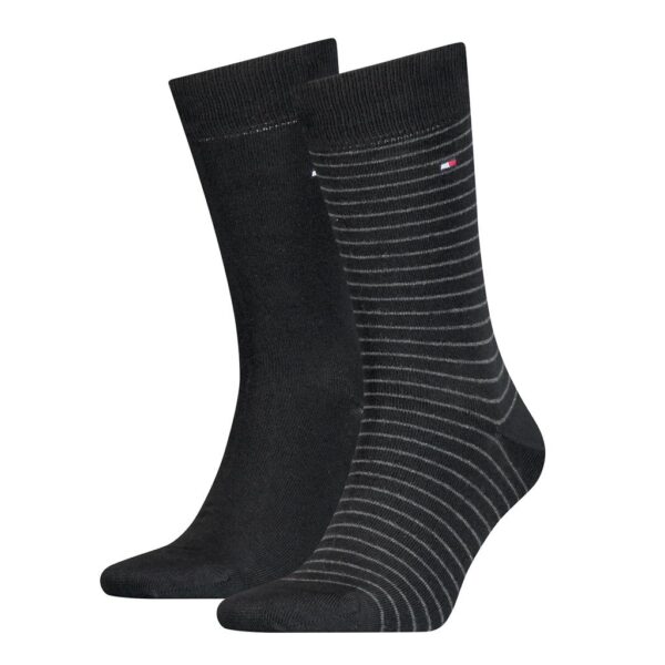 Tommy Hilfiger 2 Pack Black & Grey Stripe Socks