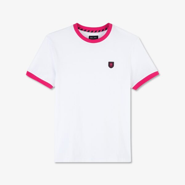 Eden Park White Dynamic T-Shirt With Pink Collar - Image 2