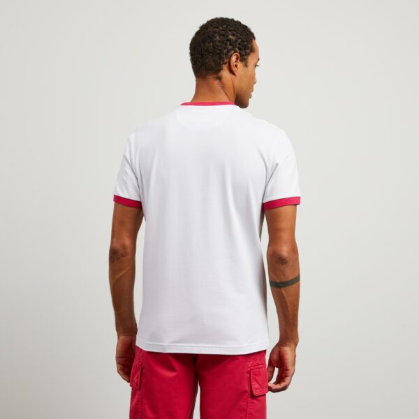 Eden Park White Dynamic T-Shirt With Pink Collar - Image 4
