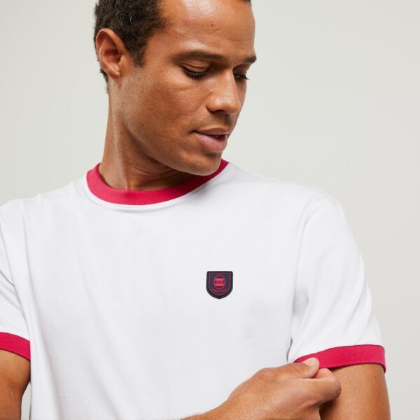 Eden Park White Dynamic T-Shirt With Pink Collar - Image 6