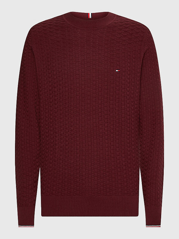 Tommy Hilfiger Bordeaux Textured Crew Neck Jumper