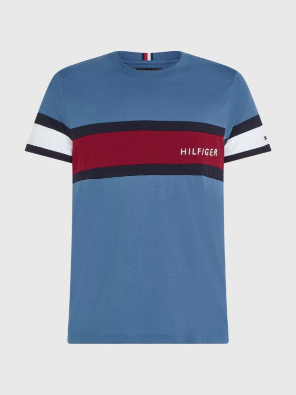 Tommy Hilfiger Blue Coast T-Shirt With Red Tommy Stripe