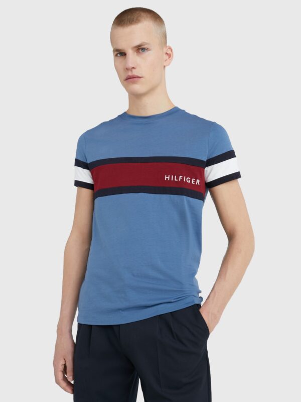 Tommy Hilfiger Blue Coast T-Shirt With Red Tommy Stripe - Image 2