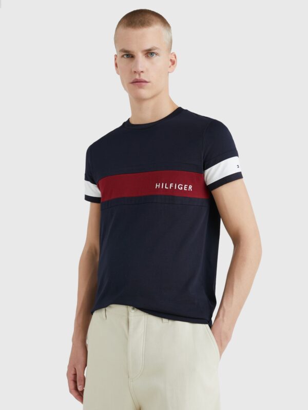 Tommy Hilfiger Navy T-Shirt With Red Tommy Stripe - Image 2