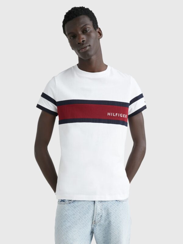 Tommy Hilfiger White T-Shirt With Red Tommy Stripe - Image 4