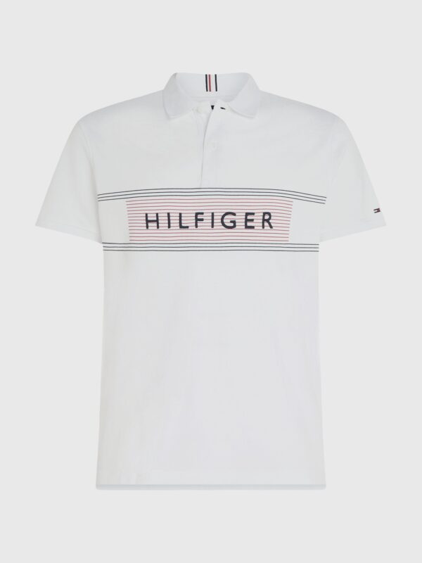 Tommy Hilfiger White Polo With Stripe Logo