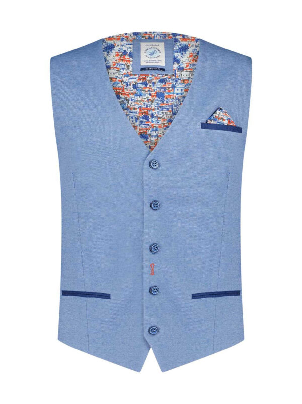 A Fish Named Fred Light Blue Pique Waistcoat - Image 2