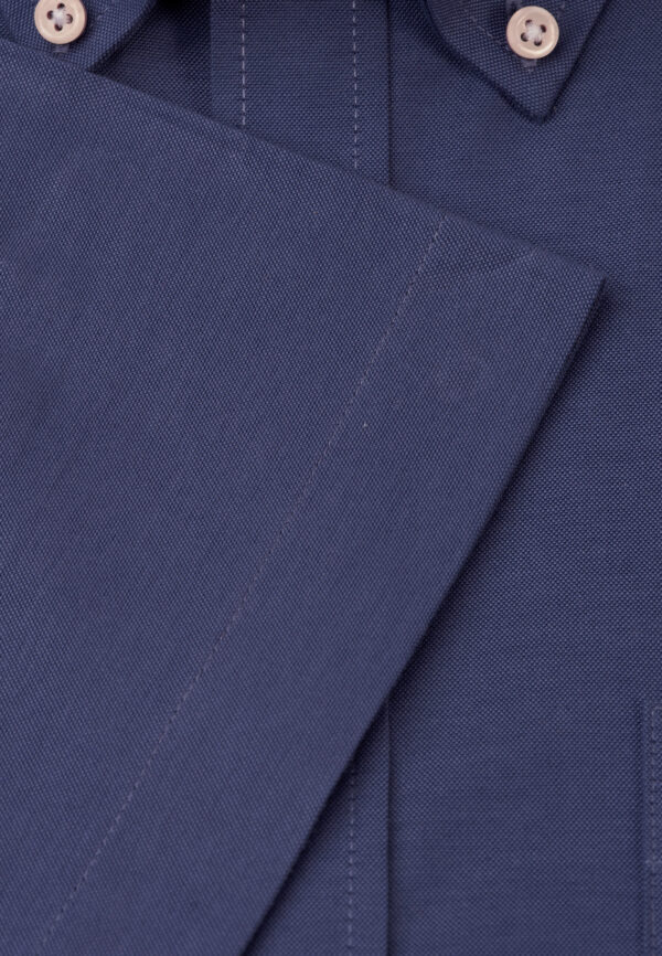 Brook Taverner Dark Blue Oxford Short Sleeve Shirt 4215DT - Image 3