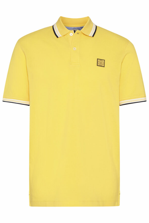Bugatti Yellow Polo Shirt With Navy Edge On Collar