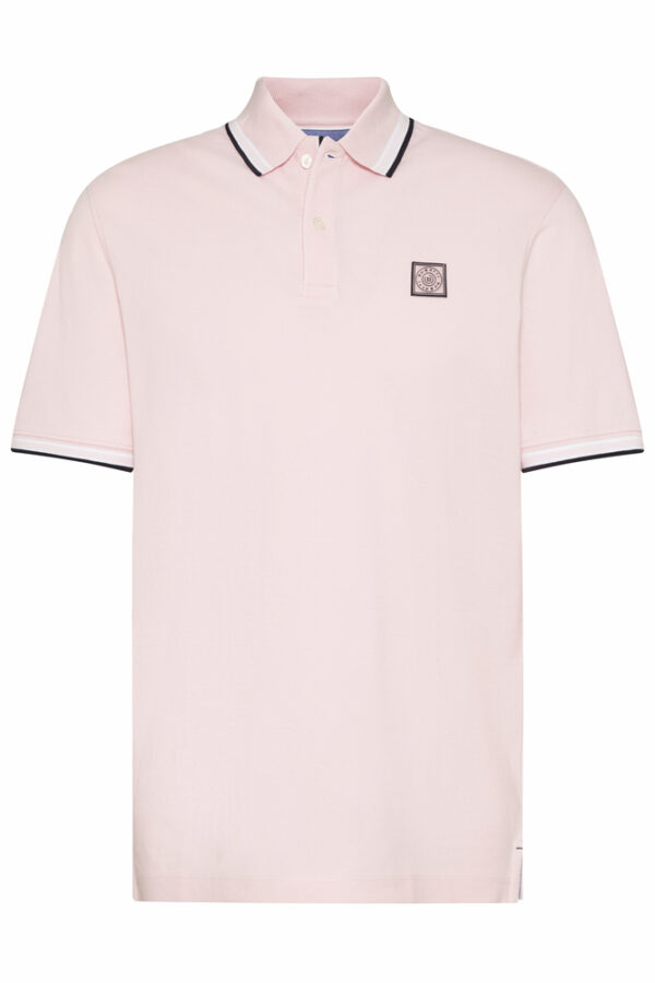 Bugatti Pink Polo Shirt With Navy Edge On Collar