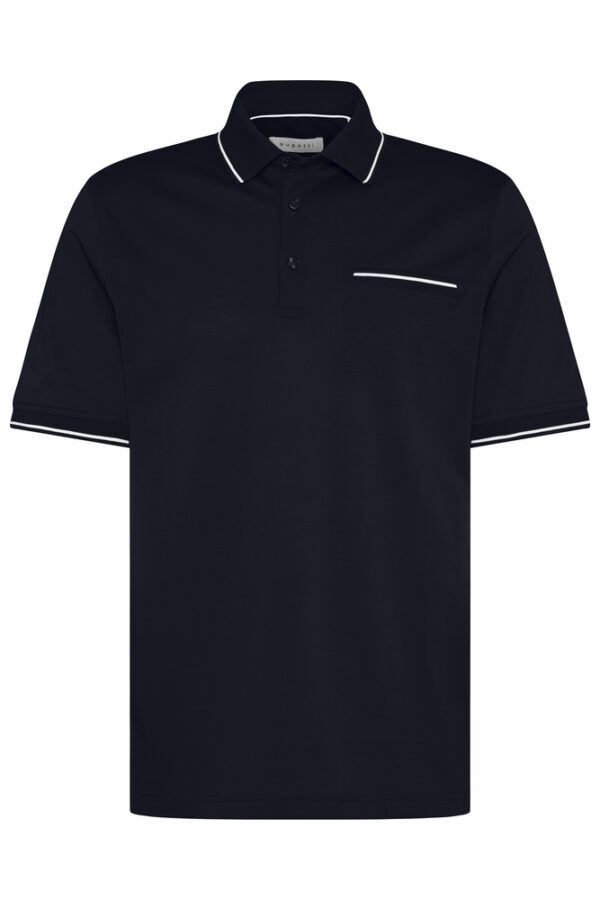 Bugatti Navy Polo With White Edge On Collar