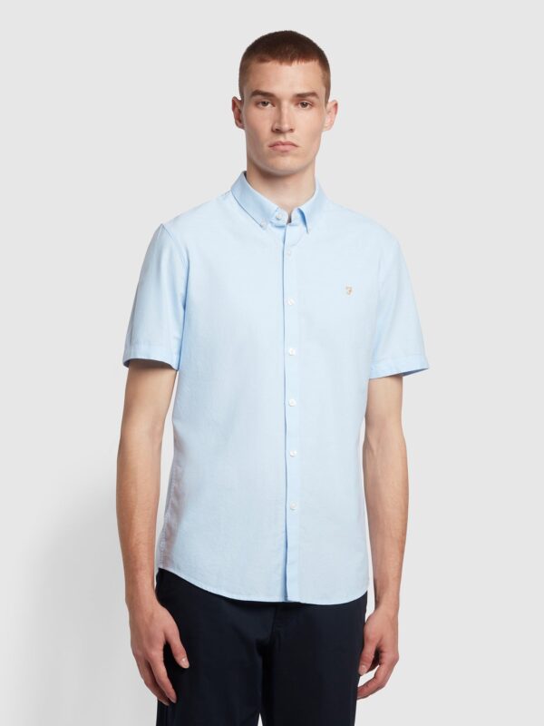 Farah Brewer Sky Blue Oxford Short Sleeve Shirt F4WSB061