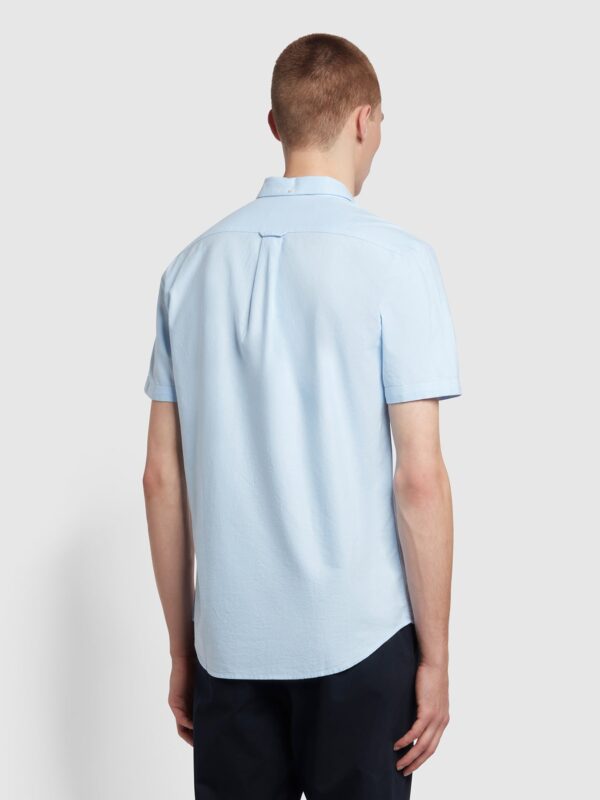 Farah Brewer Sky Blue Oxford Short Sleeve Shirt F4WSB061 - Image 4