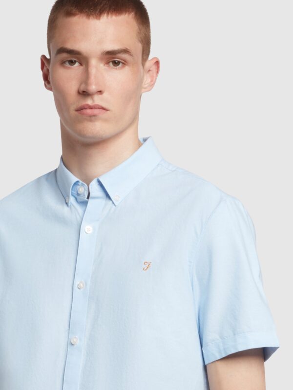 Farah Brewer Sky Blue Oxford Short Sleeve Shirt F4WSB061 - Image 3