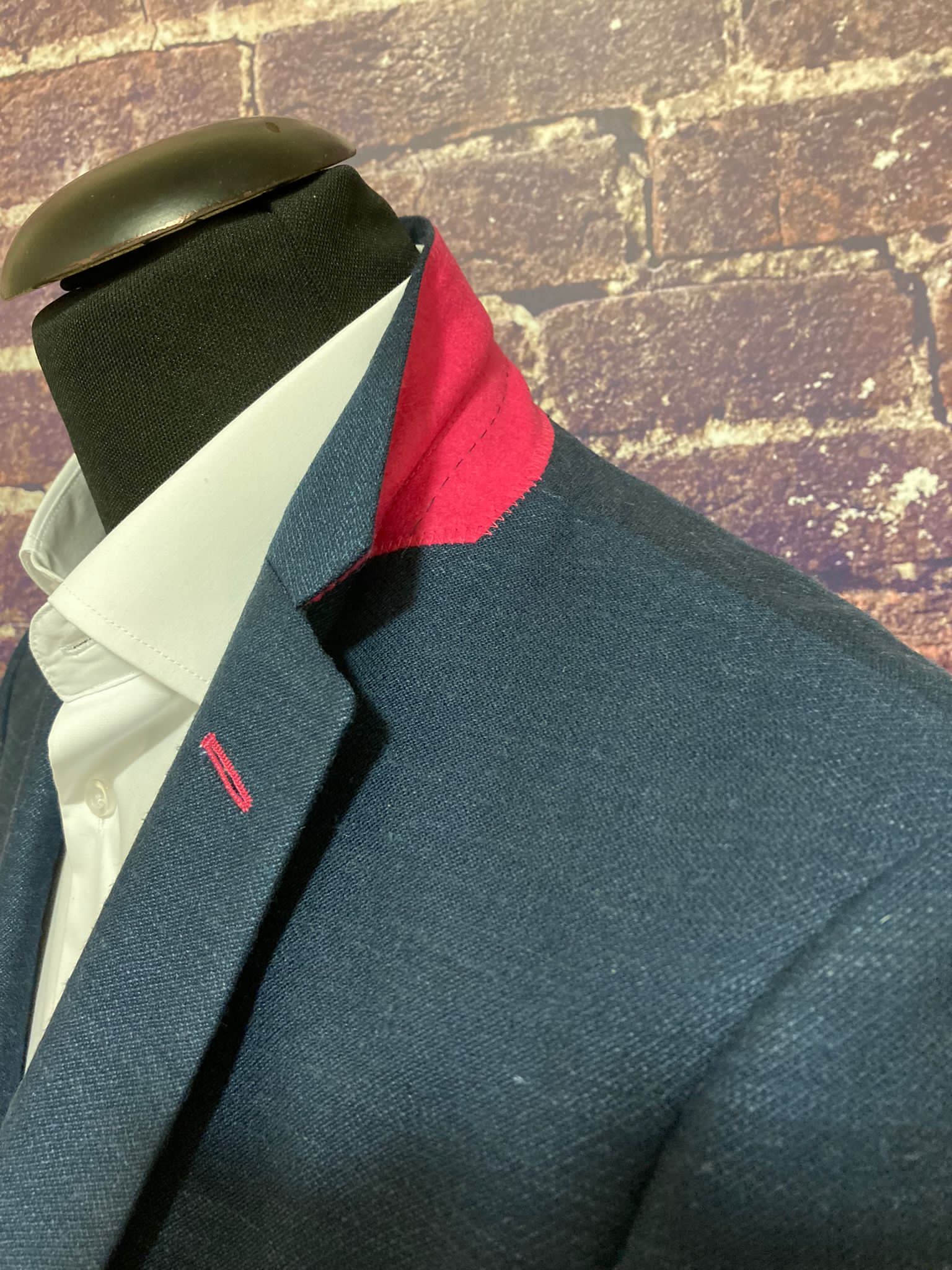 Mazzelli Navy Linen Mix Jacket With Pink Trim