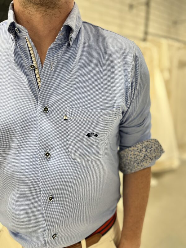 Dario Beltran Isobol - Blue & White Micro Square Shirt - Image 2