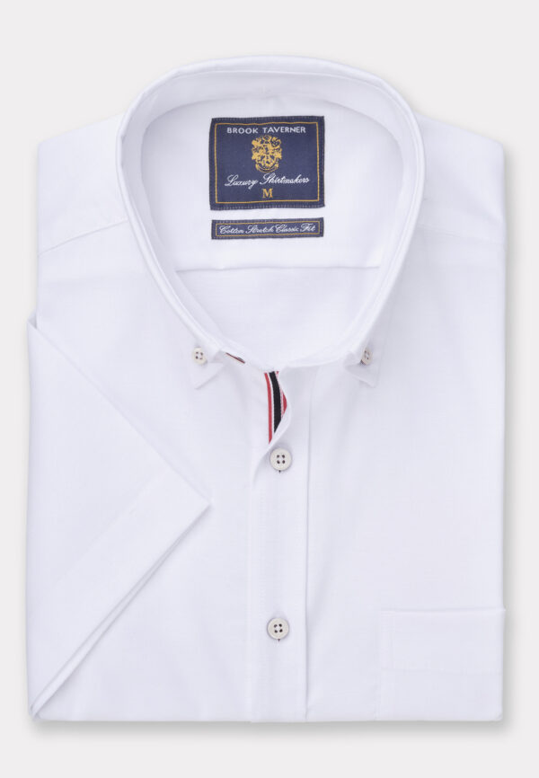 Brook Taverner White Oxford Short Sleeve Shirt 4215AT