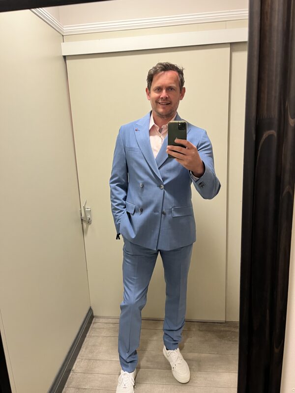 Roy Robson Pastel Blue Double Breasted Jacket - Image 2
