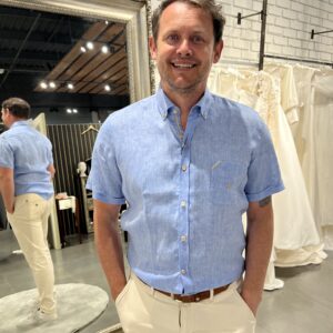 Dario Beltran Hijo - Blue Short Sleeve Linen Shirt