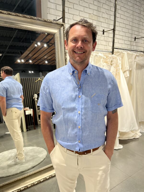 Dario Beltran Hijo - Blue Short Sleeve Linen Shirt