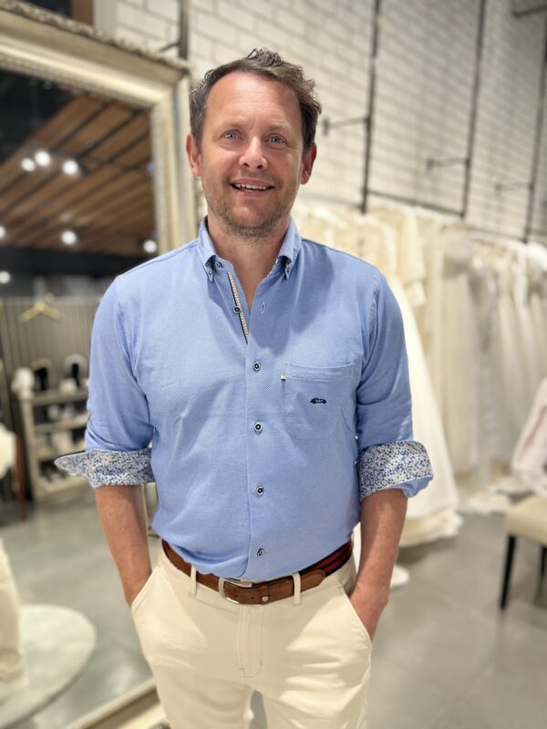 Dario Beltran Isobol - Blue & White Micro Square Shirt