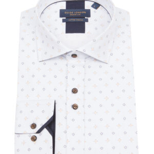 Guide London White Shirt With Circle/Dot Patten LS76480