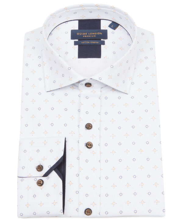 Guide London White Shirt With Circle/Dot Patten LS76480