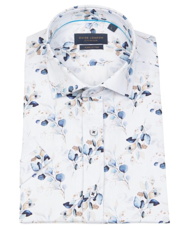 Guide London Blue Foliage Short Sleeve Shirt 2715